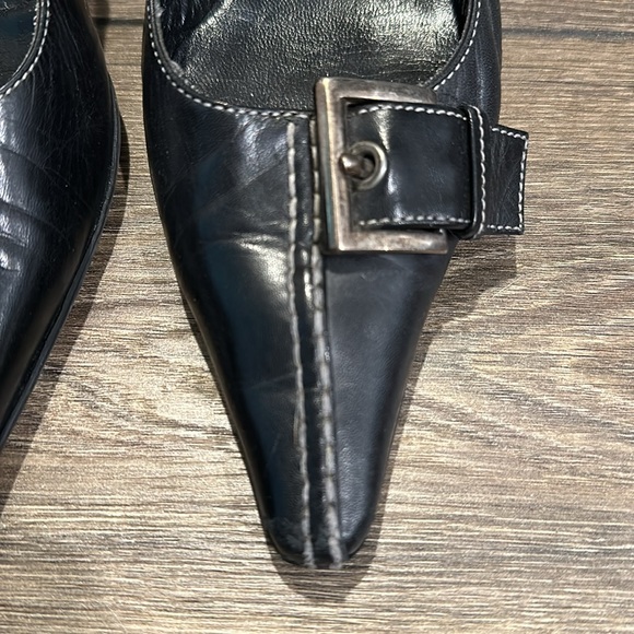 PRADA VINTAGE Pointed Toe Buckle Kitten Heel Slingback Mule Size 36 - Picture 4 of 8